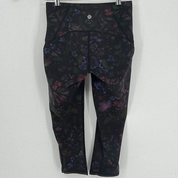 Lululemon Train Times‎ Crop 17" Leggings  Size 4 Frozen Flourish Dark Floral - Picture 4 of 10